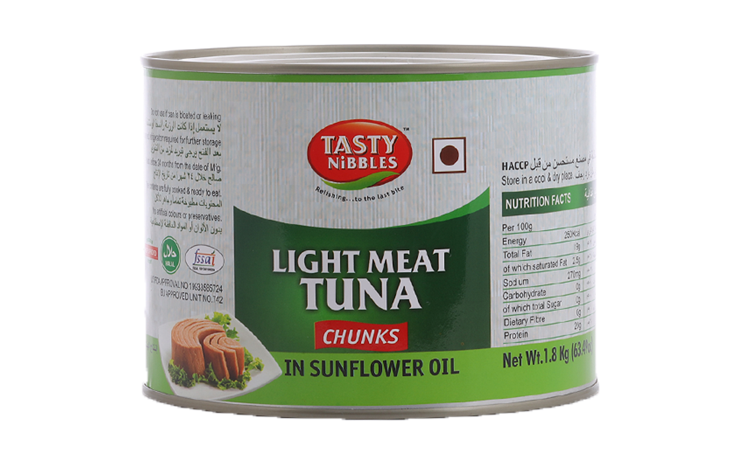 Tasty Nibbles Light Meat Tuna Chunks In Sunflower Oil  Tin  1.8 kilogram